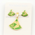 Custom green &amp; gold Edelstahl-Sets Schmuck, sehr billig Mode-Design-Sets in Alibaba